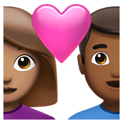 👩🏽‍❤️‍👨🏾 Emoji Pareja Enamorada - Mujer: Tono De Piel Medio, Hombre: Tono De Piel Oscuro Medio en Apple iOS 14.5.