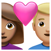 Emoji 👩🏽‍❤️‍👨🏼 Coppia Con Cuore - Donna: Carnagione Olivastra, Uomo: Carnagione Abbastanza Chiara su Apple iOS 14.5.