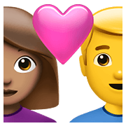 👩🏽‍❤️‍👨 Emoji Liebespaar - Frau: mittlere Hautfarbe, Hombre Apple iOS 14.5.