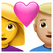Emoji 👩‍❤️‍👨🏼 Coppia Con Cuore - Donna, Uomo: Carnagione Abbastanza Chiara su Apple iOS 14.5.