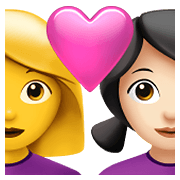 👩‍❤️‍👩🏻 Emoji Liebespaar - Frau, Frau: helle Hautfarbe Apple iOS 14.5.