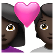 👩🏿‍❤️‍🧑🏿 Emoji Pareja Enamorada: Mujer, Persona, Tono De Piel Oscuro en Apple iOS 14.5.