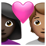 Emoji 👩🏿‍❤️‍🧑🏽 Coppia Con Cuore: Donna, persona, Carnagione Scura, Carnagione Olivastra su Apple iOS 14.5.