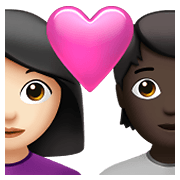 👩🏻‍❤️‍🧑🏿 Emoji Liebespaar: Frau, Person, helle Hautfarbe, dunkle Hautfarbe Apple iOS 14.5.