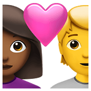 Emoji 👩🏾‍❤️‍🧑 Coppia Con Cuore: Donna, persona, Carnagione Abbastanza Scura, Nessun tono della pelle su Apple iOS 14.5.