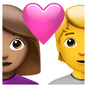 👩🏽‍❤️‍🧑 Emoji Casal Apaixonado: Mulher, Pessoa, Pele Morena, Sem tom de pele na Apple iOS 14.5.