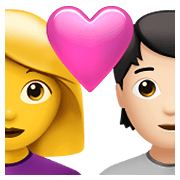 Émoji 👩‍❤️‍🧑🏻 Couple Avec Cœur: Femme, Personne, Pas de teint, Peau Claire sur Apple iOS 14.5.