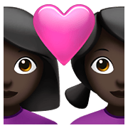 👩🏿‍❤️‍👩🏿 Emoji Casal Apaixonado - Mulher: Pele Escura, Mulher: Pele Escura na Apple iOS 14.5.