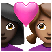 👩🏿‍❤️‍👩🏽 Emoji Casal Apaixonado - Mulher: Pele Escura, Mulher: Pele Morena na Apple iOS 14.5.