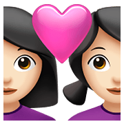 👩🏻‍❤️‍👩🏻 Emoji Liebespaar - Frau: helle Hautfarbe, Frau: helle Hautfarbe Apple iOS 14.5.
