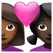 👩🏾‍❤️‍👩🏿 Emoji Casal Apaixonado - Mulher: Pele Morena Escura, Mulher: Pele Escura na Apple iOS 14.5.
