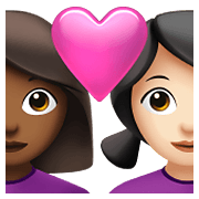Emoji 👩🏾‍❤️‍👩🏻 Coppia Con Cuore - Donna: Carnagione Abbastanza Scura, Donna: Carnagione Chiara su Apple iOS 14.5.