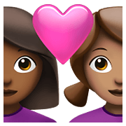 👩🏾‍❤️‍👩🏽 Emoji Liebespaar - Frau: mitteldunkle Hautfarbe, Frau: mittlere Hautfarbe Apple iOS 14.5.