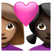Émoji 👩🏽‍❤️‍👩🏿 Couple Avec Cœur - Femme: Peau Moyennement Claire, Femme: Peau Foncée sur Apple iOS 14.5.