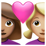 Émoji 👩🏽‍❤️‍👩🏼 Couple Avec Cœur - Femme: Peau Légèrement Mate, Femme: Peau Moyennement Claire sur Apple iOS 14.5.