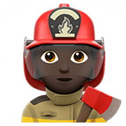 🧑🏿‍🚒 Emoji Feuerwehrmann/-frau: dunkle Hautfarbe Apple iOS 14.5.