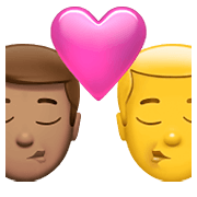 👨🏽‍❤️‍💋‍👨 Emoji Beso - Hombre: Tono De Piel Medio, Hombre en Apple iOS 14.5.
