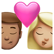 Émoji 👨🏽‍❤️‍💋‍👩🏼 Bisou - Homme: Peau Légèrement Mate, Femme: Peau Moyennement Claire sur Apple iOS 14.5.
