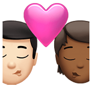 👨🏻‍❤️‍💋‍🧑🏾 Emoji sich küssendes Paar: Mannn, Person, helle Hautfarbe, mitteldunkle Hautfarbe Apple iOS 14.5.