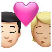 👨🏻‍❤️‍💋‍🧑🏼 Emoji Beso: Hombre, Persona, Tono De Piel Claro, Tono De Piel Claro Medio en Apple iOS 14.5.