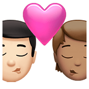 Emoji 👨🏻‍❤️‍💋‍🧑🏽 Bacio Tra Coppia: uomo, persona, Carnagione Chiara, Carnagione Olivastra su Apple iOS 14.5.