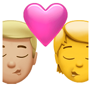 Emoji 👨🏼‍❤️‍💋‍🧑 Bacio Tra Coppia: uomo, persona, Carnagione Abbastanza Chiara, Nessun tono della pelle su Apple iOS 14.5.