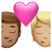 👨🏽‍❤️‍💋‍🧑🏼 Emoji Beijo: Homem, Pessoa, Pele Morena, Pele Morena Clara na Apple iOS 14.5.