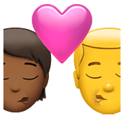 🧑🏾‍❤️‍💋‍👨 Emoji Beijo: Pessoa, Homem, Pele Morena Escura, Sem tom de pele na Apple iOS 14.5.
