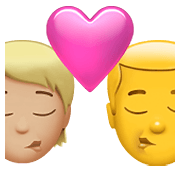 Emoji 🧑🏼‍❤️‍💋‍👨 Bacio Tra Coppia: persona, uomo, Carnagione Abbastanza Chiara, Nessun tono della pelle su Apple iOS 14.5.