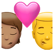 🧑🏽‍❤️‍💋‍👨 Emoji Beso: Persona, Hombre, Tono De Piel Medio, Sin tono de piel en Apple iOS 14.5.