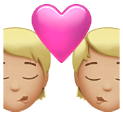 🧑🏼‍❤️‍💋‍🧑🏼 Emoji sich küssendes Paar: Person, Person, mittelhelle Hautfarbe Apple iOS 14.5.