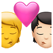 Emoji 🧑‍❤️‍💋‍🧑🏻 Bacio Tra Coppia: persona, persona, Nessun tono della pelle, Carnagione Chiara su Apple iOS 14.5.
