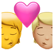 Emoji 🧑‍❤️‍💋‍🧑🏼 Bacio Tra Coppia: persona, persona, Nessun tono della pelle, Carnagione Abbastanza Chiara su Apple iOS 14.5.