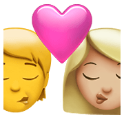 Emoji 🧑‍❤️‍💋‍👩🏼 Bacio Tra Coppia: persona, Donna, Nessun tono della pelle, Carnagione Abbastanza Chiara su Apple iOS 14.5.