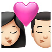 Emoji 👩🏻‍❤️‍💋‍👨🏻 Bacio Tra Coppia - Donna: Carnagione Chiara, Uomo: Carnagione Chiara su Apple iOS 14.5.