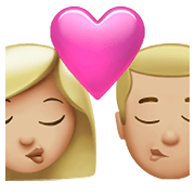 👩🏼‍❤️‍💋‍👨🏼 Emoji Beso - Mujer: Tono De Piel Claro Medio, Hombre: Tono De Piel Claro Medio en Apple iOS 14.5.