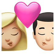 👩🏼‍❤️‍💋‍👨🏻 Emoji Beso - Mujer: Tono De Piel Claro Medio, Hombre: Tono De Piel Claro en Apple iOS 14.5.