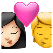 👩🏻‍❤️‍💋‍🧑 Emoji sich küssendes Paar: Frau, Person, helle Hautfarbe, Kein Hautton Apple iOS 14.5.