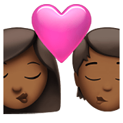 👩🏾‍❤️‍💋‍🧑🏾 Emoji Beijo: Mulher, Pessoa, Pele Morena Escura na Apple iOS 14.5.