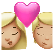 👩🏼‍❤️‍💋‍🧑🏼 Emoji sich küssendes Paar: Frau, Person, mittelhelle Hautfarbe Apple iOS 14.5.
