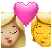 Emoji 👩🏼‍❤️‍💋‍🧑 Bacio Tra Coppia: Donna, persona, Carnagione Abbastanza Chiara, Nessun tono della pelle su Apple iOS 14.5.