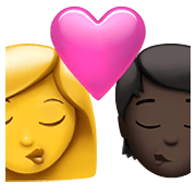 Emoji 👩‍❤️‍💋‍🧑🏿 Bacio Tra Coppia: Donna, persona, Nessun tono della pelle, Carnagione Scura su Apple iOS 14.5.