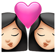 👩🏻‍❤️‍💋‍👩🏻 Emoji sich küssendes Paar - Frau: helle Hautfarbe, Frau: helle Hautfarbe Apple iOS 14.5.