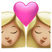 Emoji 👩🏼‍❤️‍💋‍👩🏼 Bacio Tra Coppia - Donna: Carnagione Abbastanza Chiara, Donna: Carnagione Abbastanza Chiara su Apple iOS 14.5.