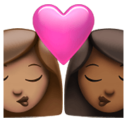 👩🏽‍❤️‍💋‍👩🏾 Emoji Beso - Mujer: Tono De Piel Medio, Mujer: Tono De Piel Oscuro Medio en Apple iOS 14.5.