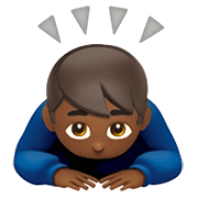 Emoji 🙇🏾‍♂️ Uomo Che Fa Inchino Profondo: Carnagione Abbastanza Scura su Apple iOS 14.5.