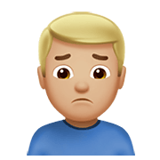 🙍🏼‍♂️ Emoji missmutiger Mann: mittelhelle Hautfarbe Apple iOS 14.5.