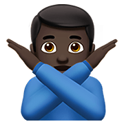 🙅🏿‍♂️ Emoji Mann mit überkreuzten Armen: dunkle Hautfarbe Apple iOS 14.5.