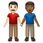 Emoji 👨🏻‍🤝‍👨🏾 Due Uomini Che Si Tengono Per Mano: Carnagione Chiara E Carnagione Abbastanza Scura su Apple iOS 14.5.