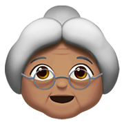 Émoji 👵🏽 Femme âgée : Peau Légèrement Mate sur Apple iOS 14.5.